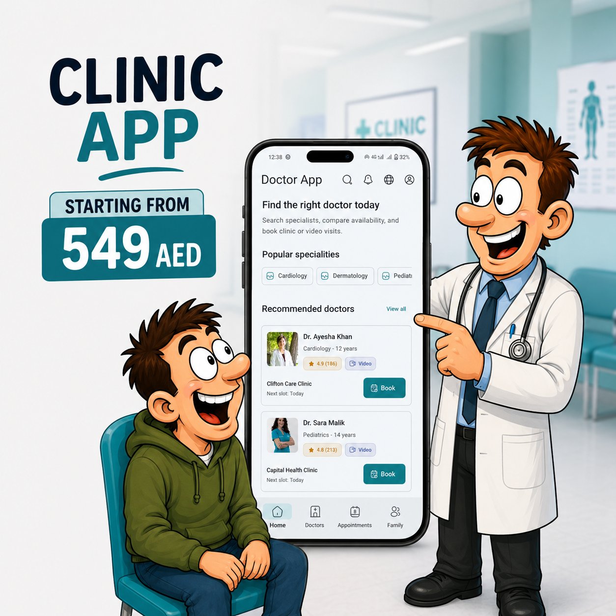 Kurchu Clinic booking app preview